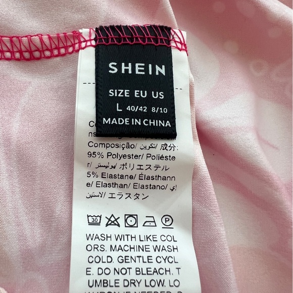 SHEIN NWOT Pink and Orange Backless Dress Vibrant Floral - Picture 4 of 4